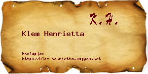 Klem Henrietta névjegykártya